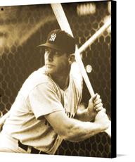 Canvas print of Mickey Mantle Print by the artist Vintage Baseball Posters