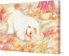 Canvas print of "Puppy Play" by the artist HUES OF COLOR by Brenda Kay