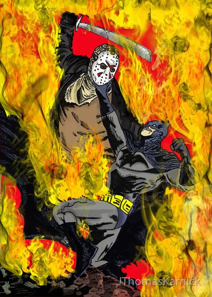 Jason vs. Batman by JThomasKarnick