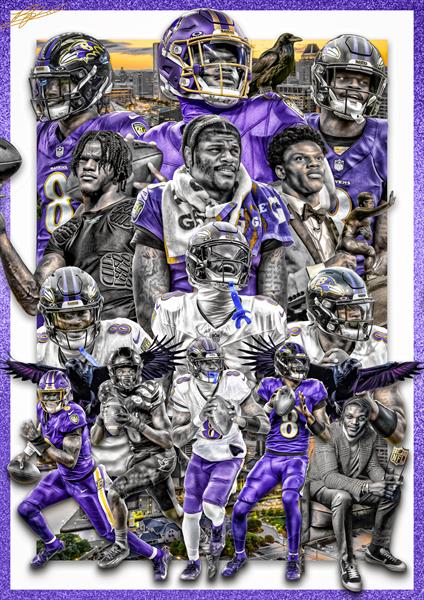 Lamar-Jackson-Career-Collage-Color-Splash by BillBengalsGuy