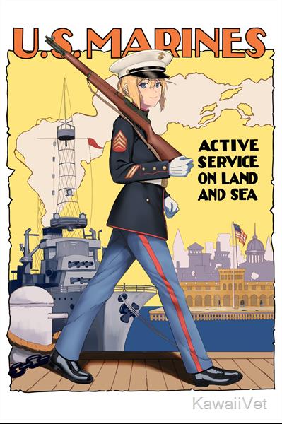 Walking Jane Marines Anime recruiting poster by KawaiiVet