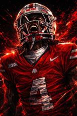 Poster print of Jeremiah Smith Ohio State Dark Art by the artist BillyGeneDigiArt