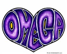 Poster print of OMEGA WORDHEART by the artist WORDHEARTS LLC