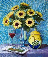 Poster print of Still Life with Sunflowers by the artist RBMcGrath
