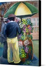 Canvas print of Blacl Flower Seller Cart by the artist janiemcgee