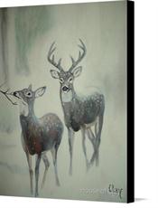 Canvas print of Couple of Deer by the artist House of Clay