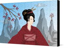Canvas print of Maiden with Japanese Maple by the artist elledeegee