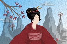 Poster print of Maiden with Japanese Maple by the artist elledeegee